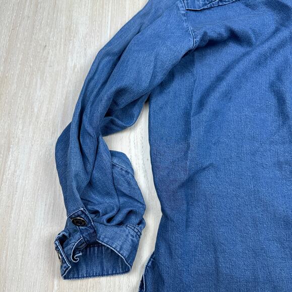 Neon Buddha Button Down Long Sleeve Chambray Denim Classic Casual Shirt Large - Picture 10 of 16
